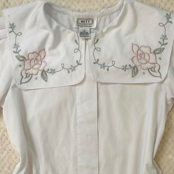 Vintage 1970s Cottagecore Witt Embroidered Blouse with Oversized Collar - Picture 6 of 10